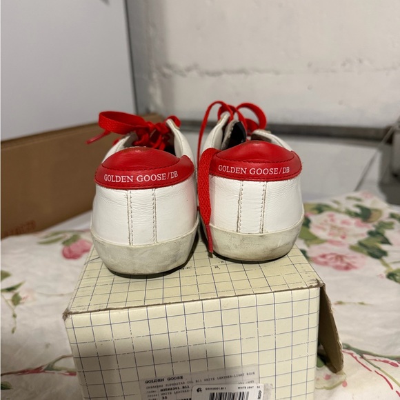 GGDB White Sneakers with Red Laces - Picture 3 of 5